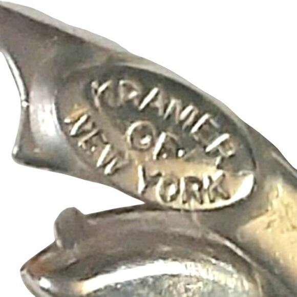 1950s Kramer New York Rhodium Rhinestone Bird Pin Brooch - Picture 4 of 4